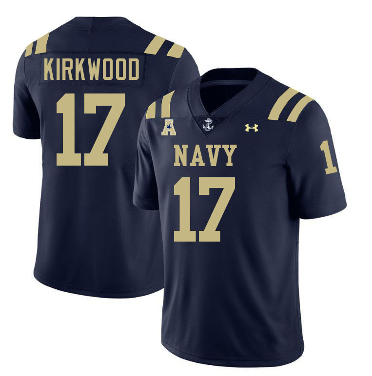 Navy Midshipmen #17 Nathan Kirkwood College Football Jerseys Stitched-Navy